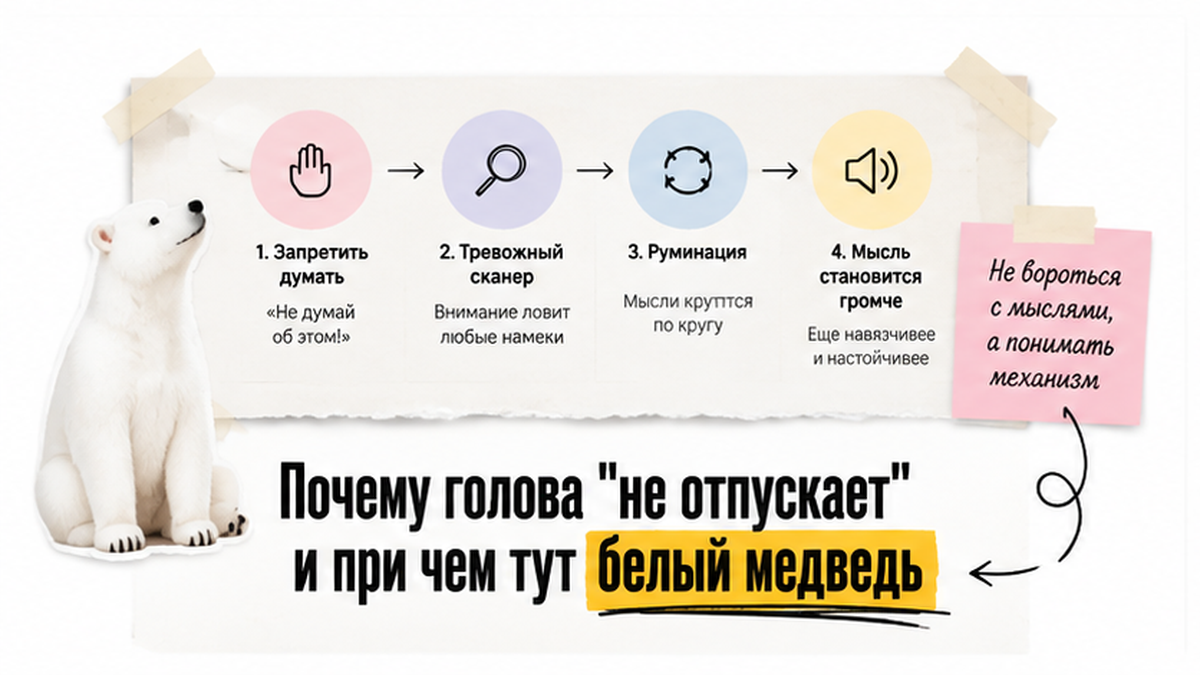 Схема парадокса подавления: почему борьба с мыслью усиливает её