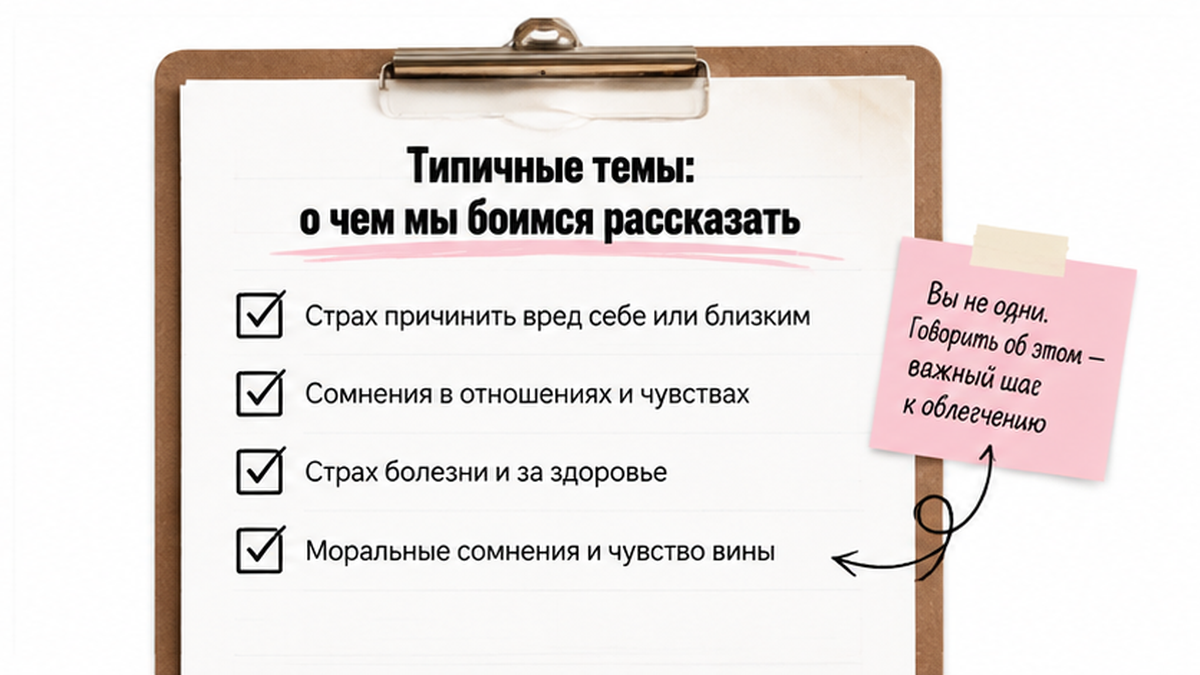 Чеклист типичных тем навязчивых мыслей, о которых стыдно рассказать