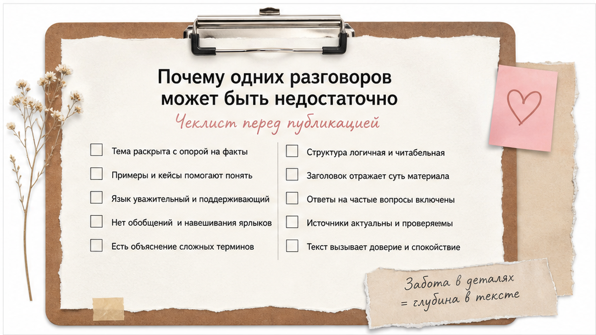 Иллюстрация: Почему одних разговоров может быть недостаточно